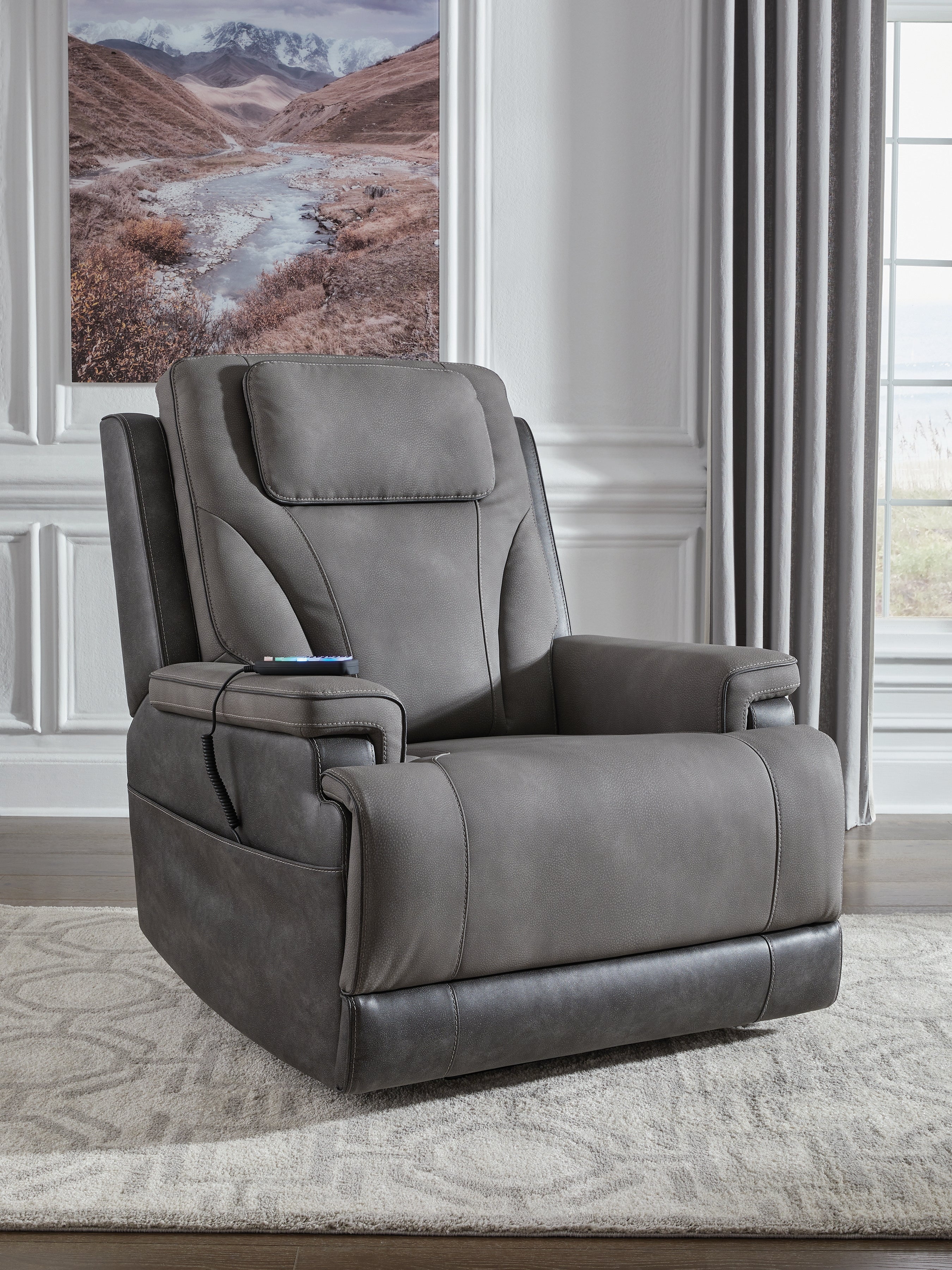 Luxury Living Gallery - Ashley Furniture - 4Z-Peaceful Pause Living Room - Power Lift Recliner / Slate - PC1210412