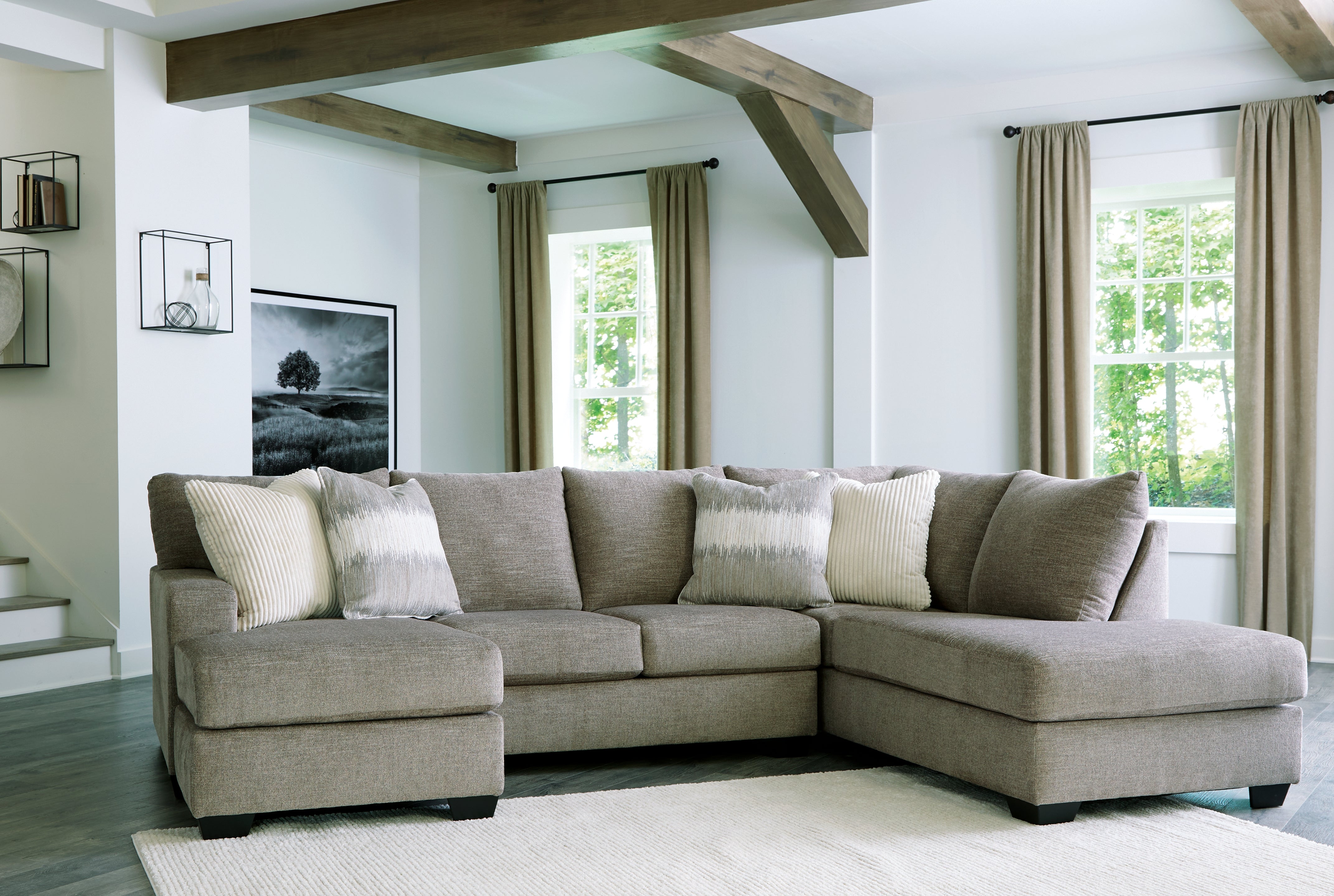 Luxury Living Gallery - Ashley Furniture - Creswell Sectional - RAF Corner Chaise / Stone - 1530517
