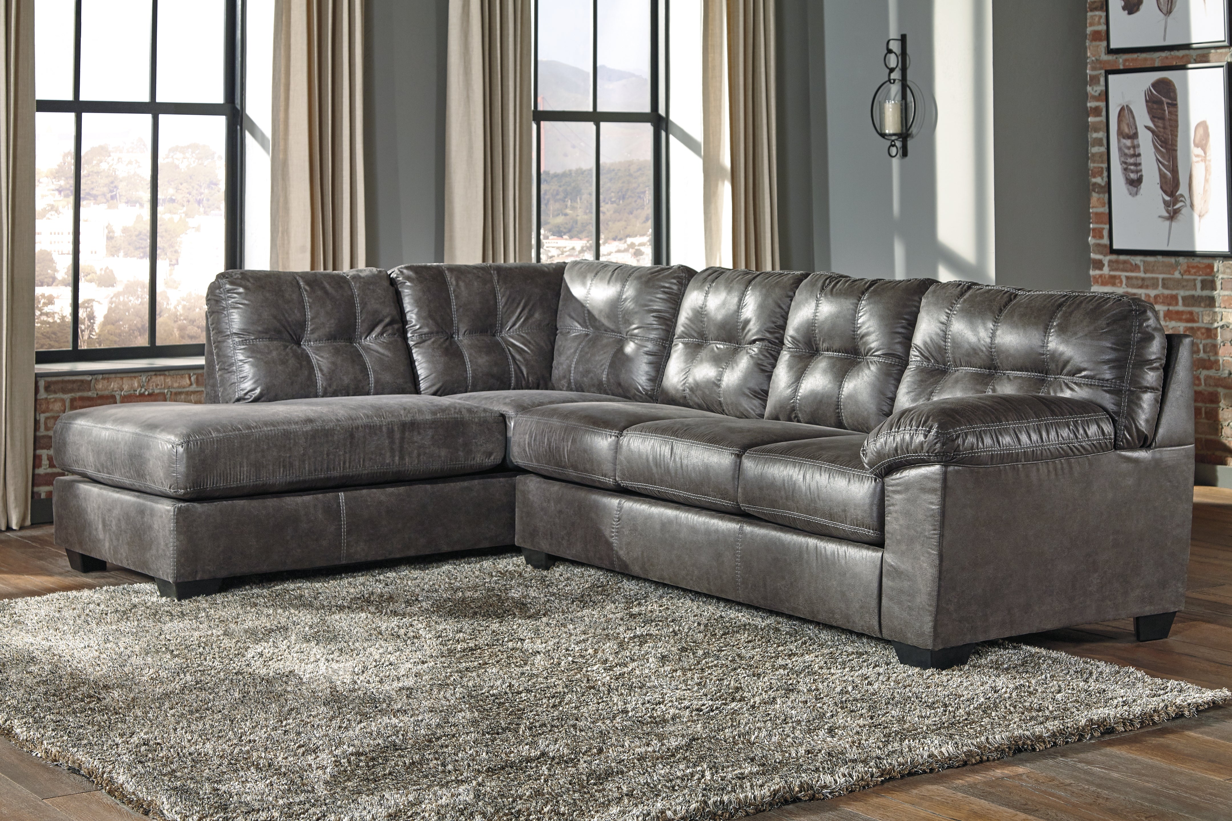 Luxury Living Gallery - Ashley Furniture - Fallston Sectional - RAF 2-Piece Sectional with Chaise / Slate - 17221S1