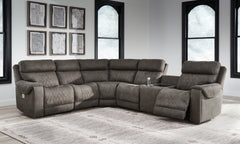 Luxury Living Gallery - Ashley Furniture - Hoopster Sectional - 6-Piece Power Reclining Sectional / Gunmetal - 23703S5