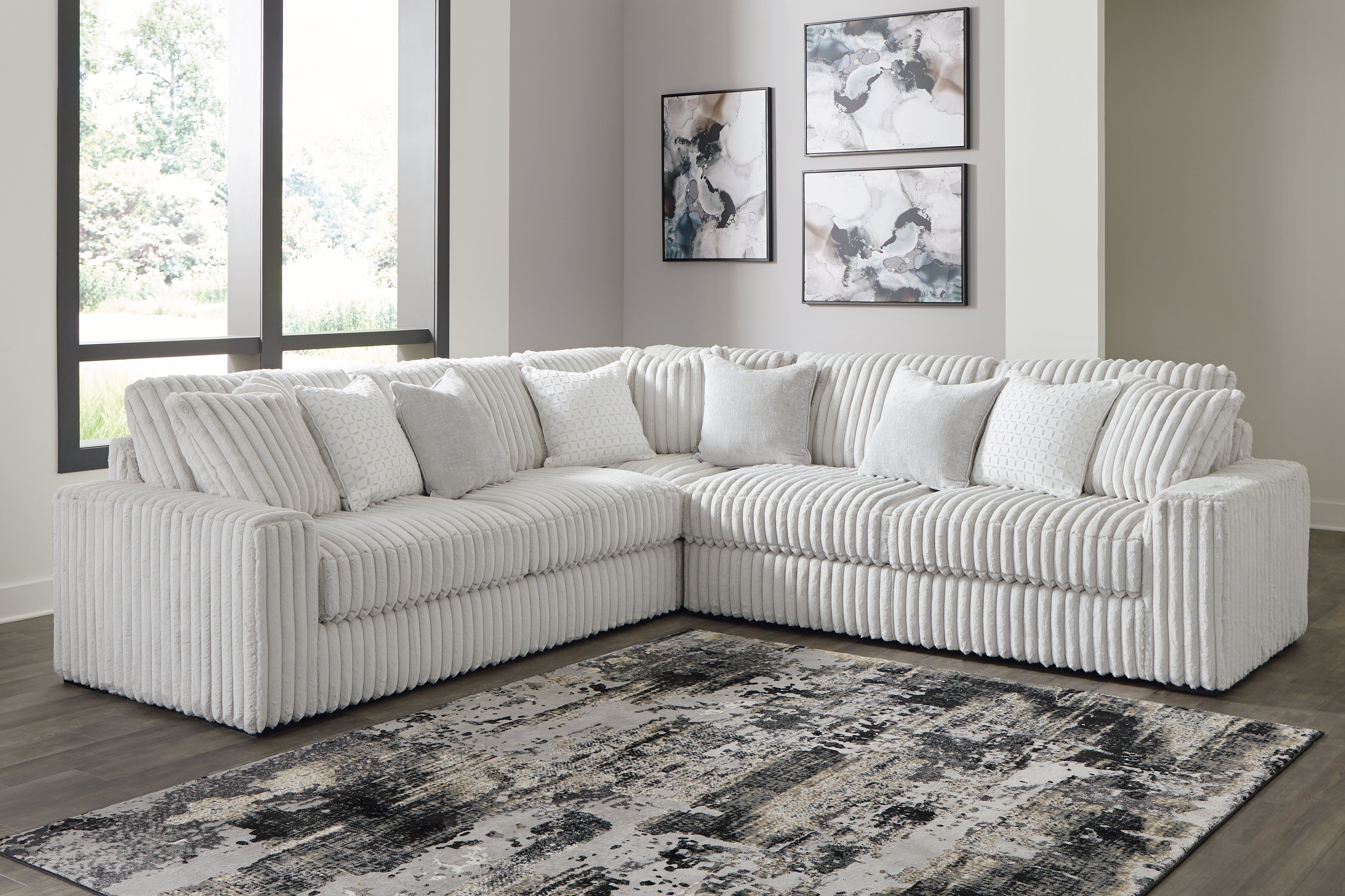 Luxury Living Gallery - Ashley Furniture - Stupendous Sectional - RAF 3-Piece Sectional with Double Chaise / Alloy - 25903S4