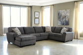 Luxury Living Gallery - Ashley Furniture - Ambee Sectional - RAF 3-Piece Sectional with Chaise / Slate - 28620S1