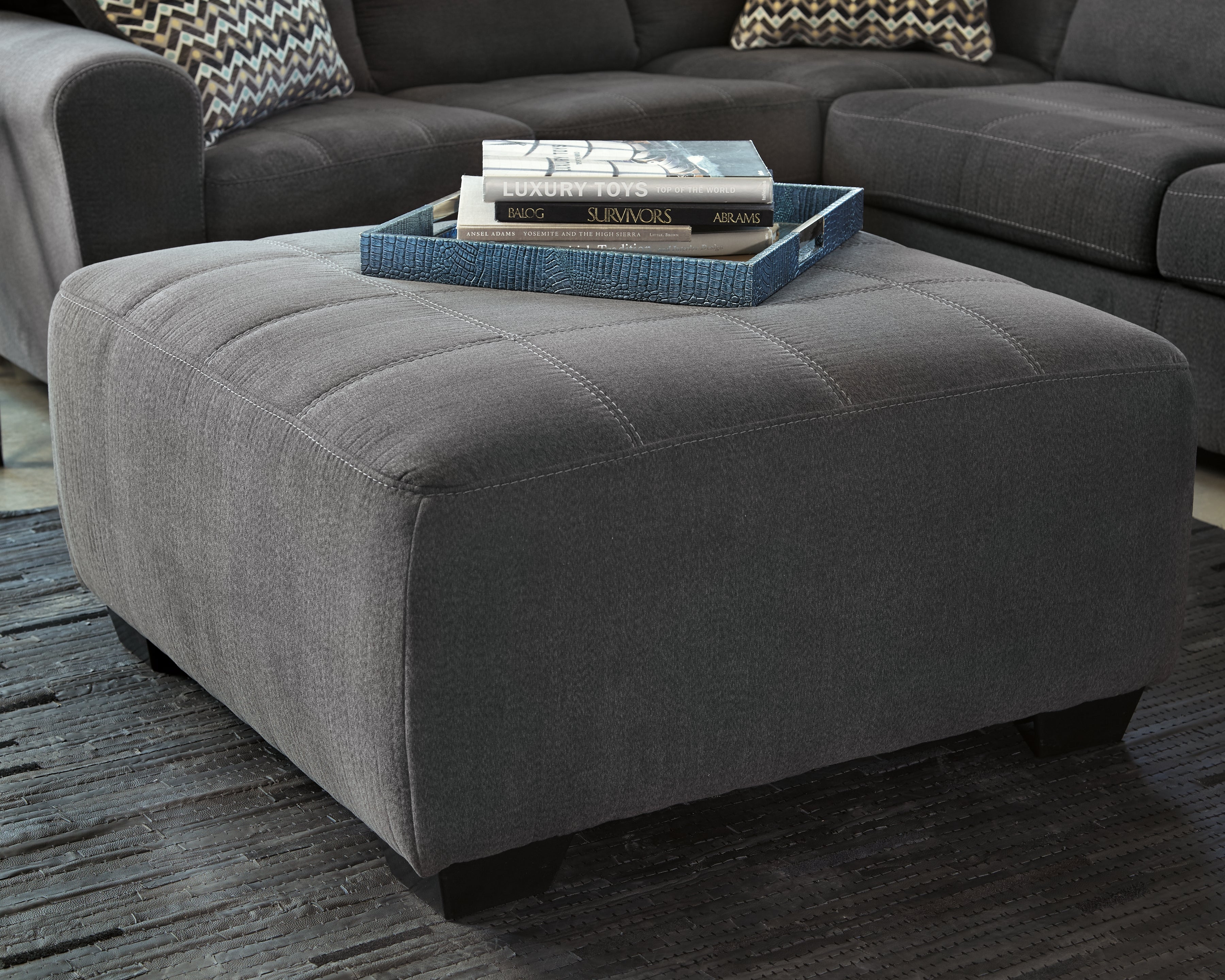 Luxury Living Gallery - Ashley Furniture - Ambee Living Room - Oversized Accent Ottoman / Slate - 2862008