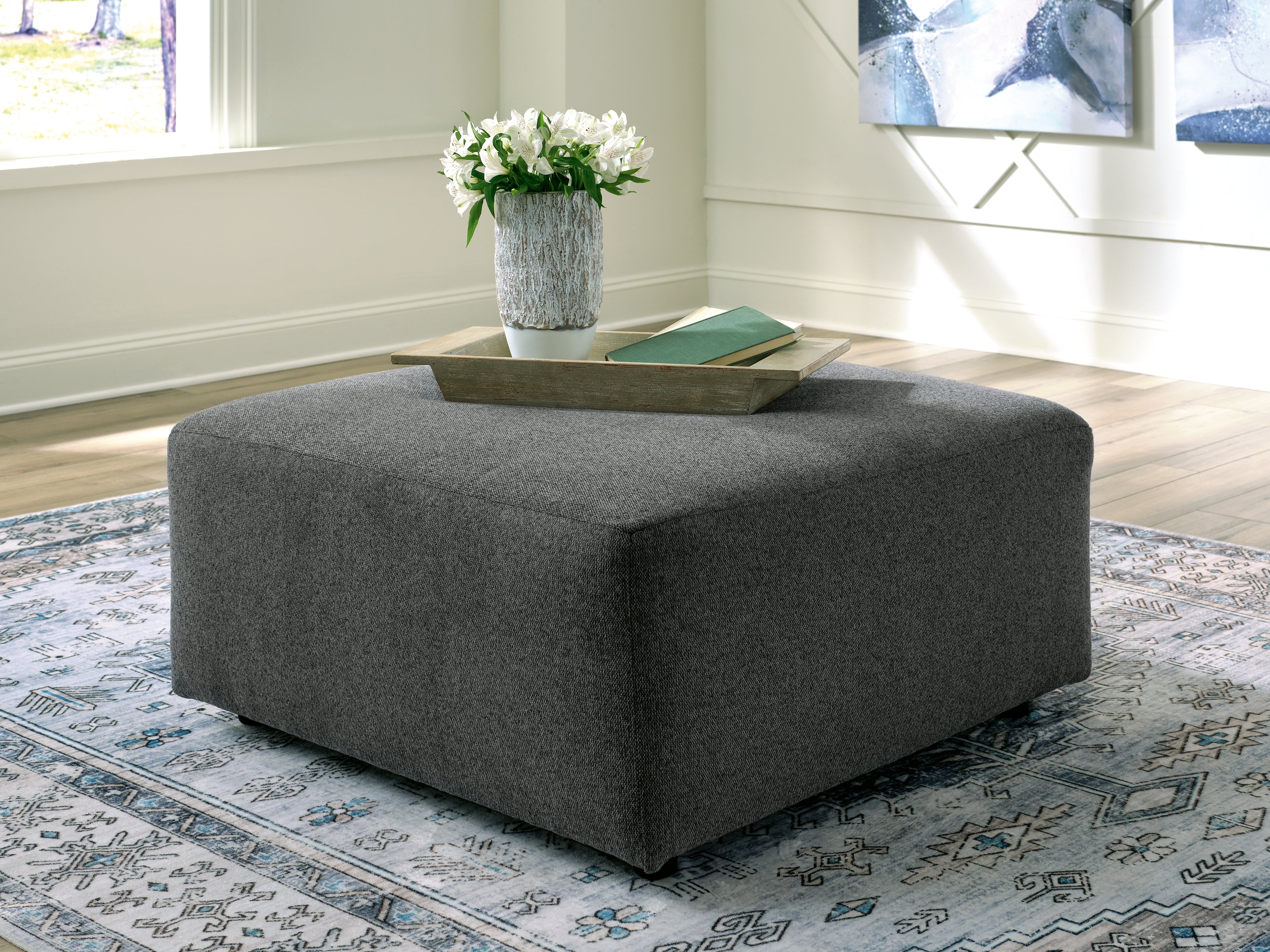 Luxury Living Gallery - Ashley Furniture - Edenfield Living Room - Oversized Accent Ottoman / Charcoal - 2900308