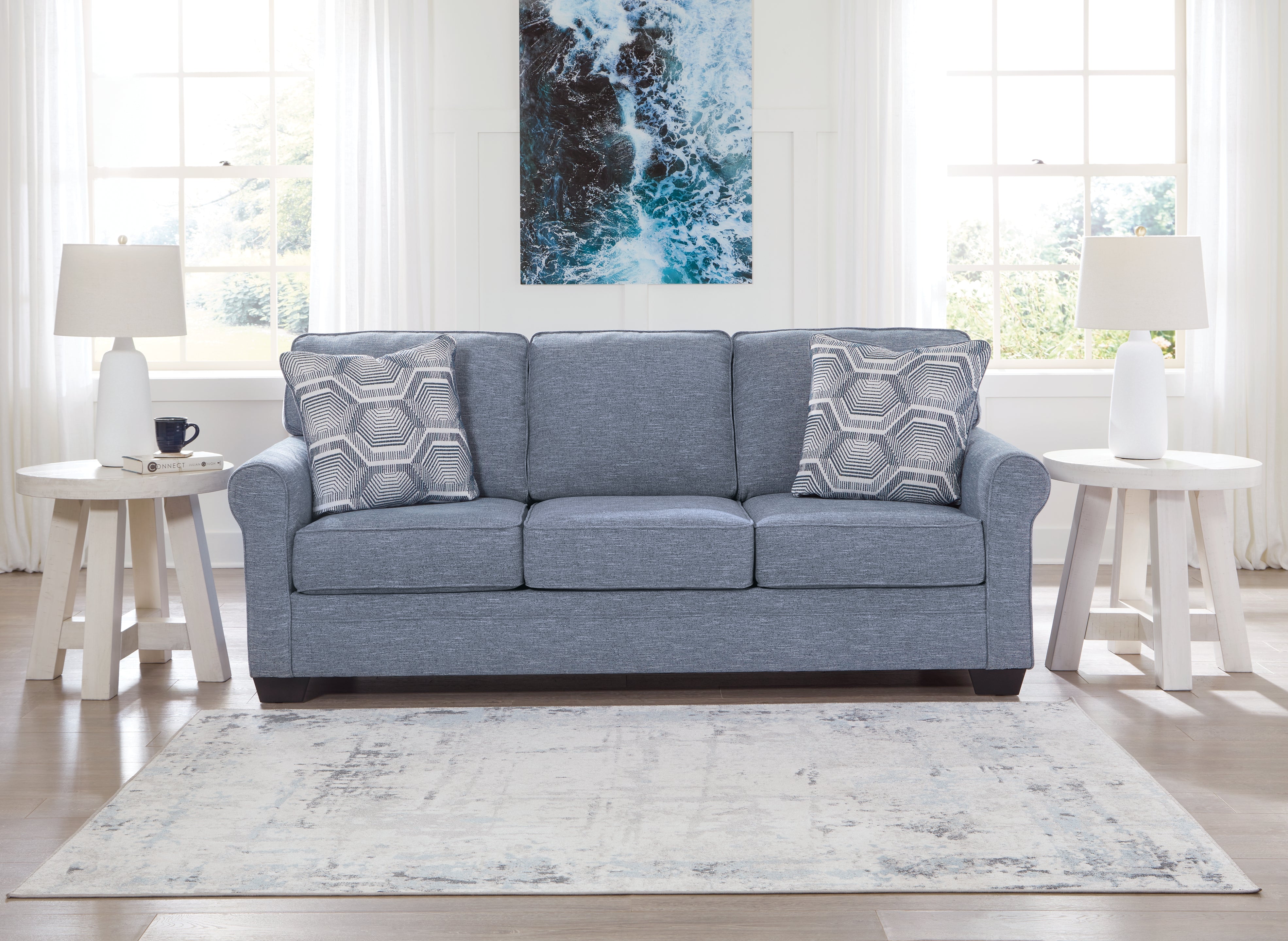 Luxury Living Gallery - Ashley Furniture - Carissa Manor Living Room - Queen Sofa Sleeper / Denim - 3260439