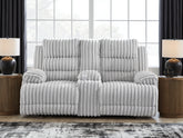 Luxury Living Gallery - Ashley Furniture - Rhines Falls Living Room - DBL REC PWR Loveseat w/Console / Alloy - PC4280496