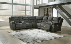 Luxury Living Gallery - Ashley Furniture - Nettington Sectional - 4-Piece Power Reclining Sectional / Smoke - 44101S3