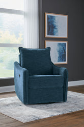 Luxury Living Gallery - Ashley Furniture - McBurg Living Room - Swivel Power Recliner / Navy - 4480128