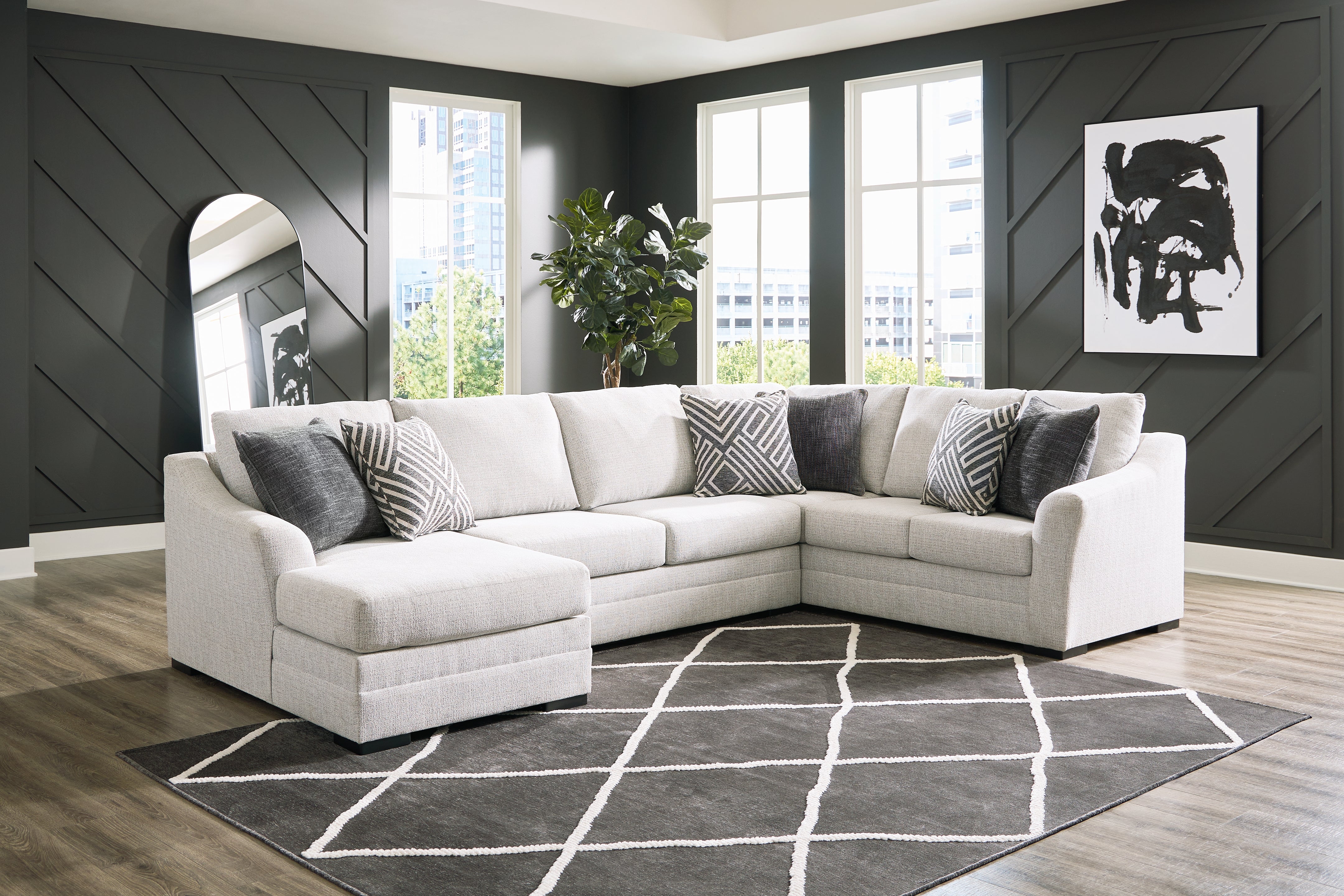 Luxury Living Gallery - Ashley Furniture - Koralynn Sectional - RAF 3-Piece Sectional with Chaise / Stone - 54102S1