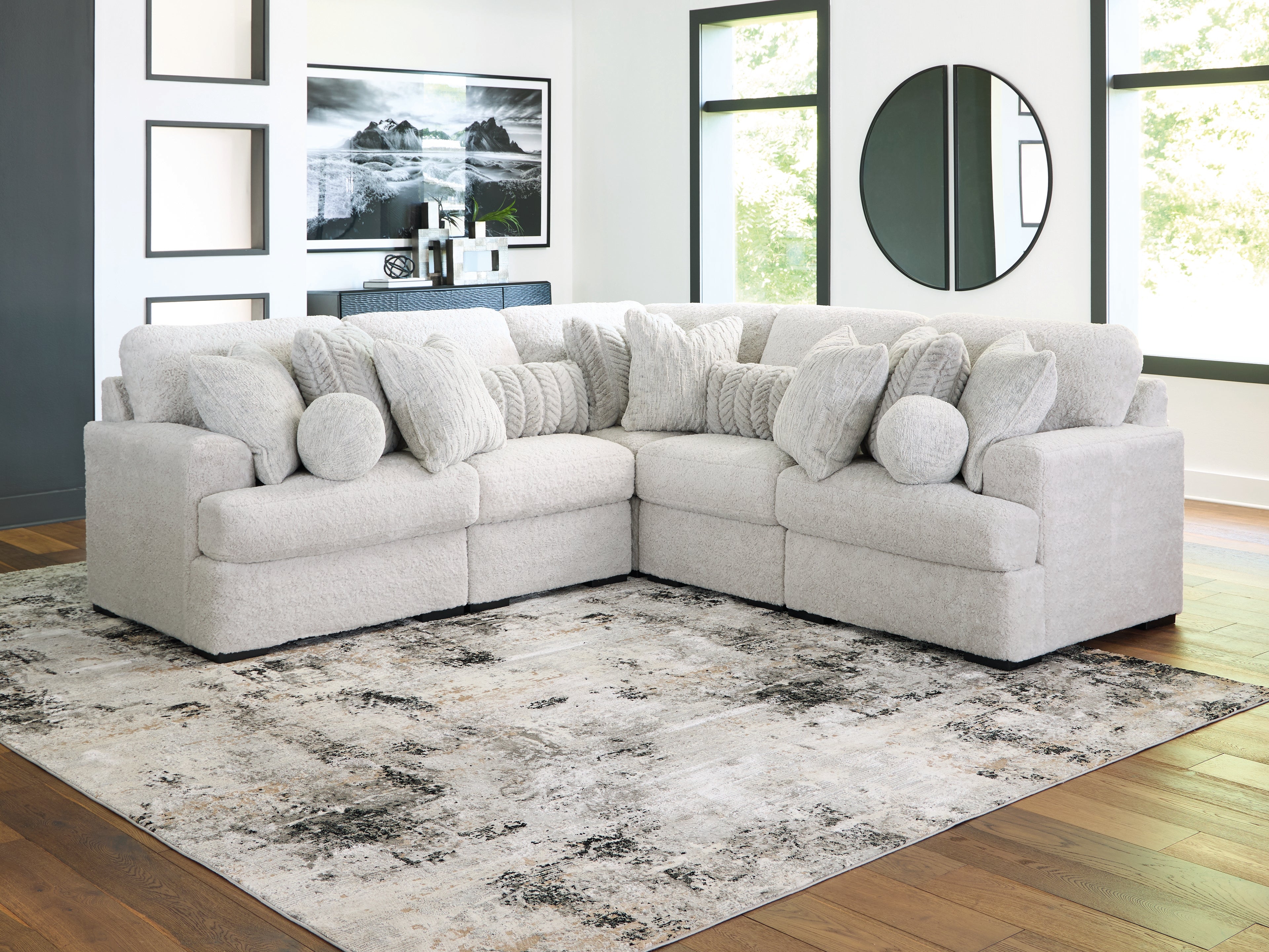 Luxury Living Gallery - Ashley Furniture - Cuddle Plush Sectional - RAF 10-Piece Sectional / Arctic - PC59106S10