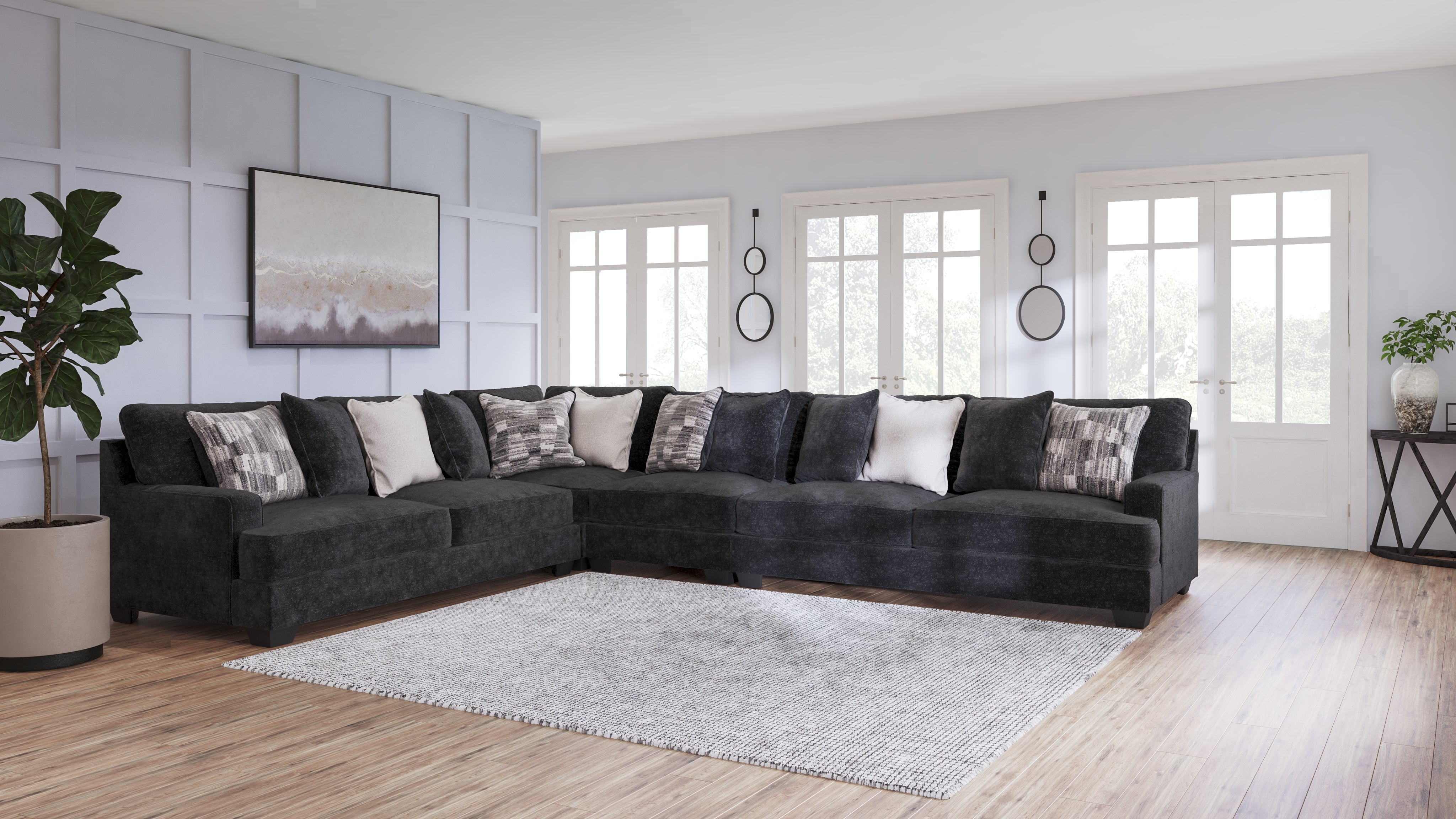 Luxury Living Gallery - Ashley Furniture - Lavernett Sectional - LAF 3-Piece Sectional / Charcoal - 59603S1
