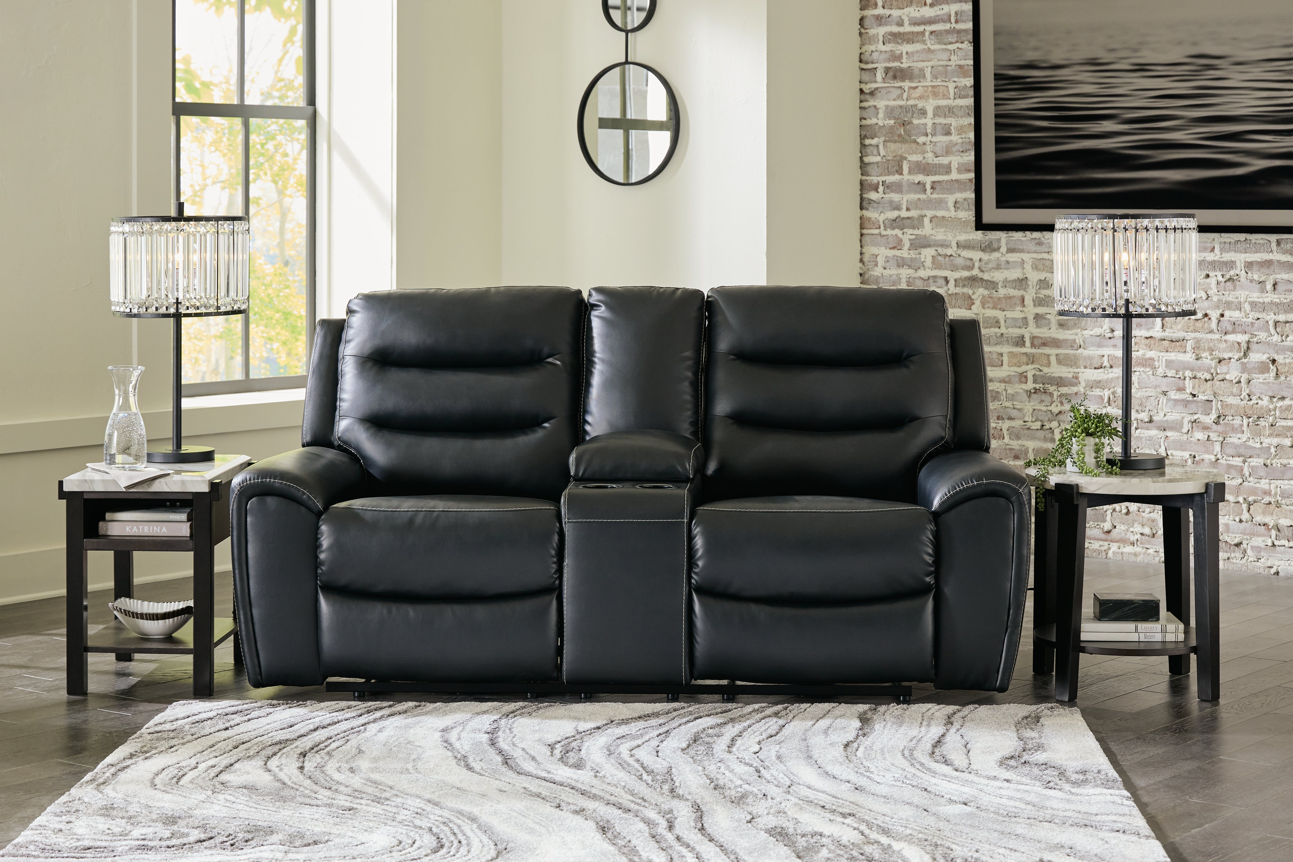 Luxury Living Gallery - Ashley Furniture - Warlin Living Room - PWR REC Sofa with ADJ Headrest / Black - 6110515