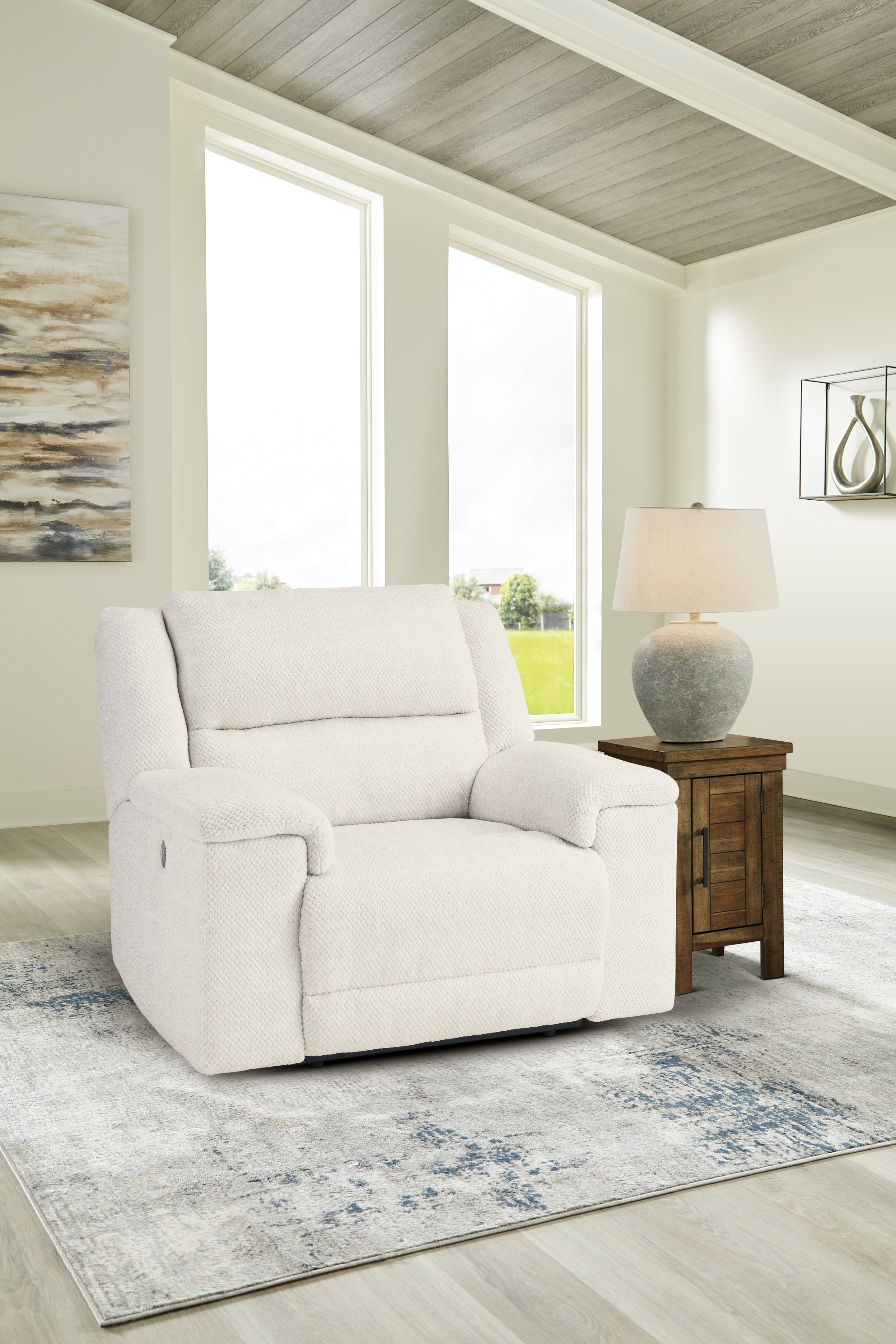 Luxury Living Gallery - Ashley Furniture - Keensburg Living Room - Wide Seat Power Recliner / Linen - 6180782