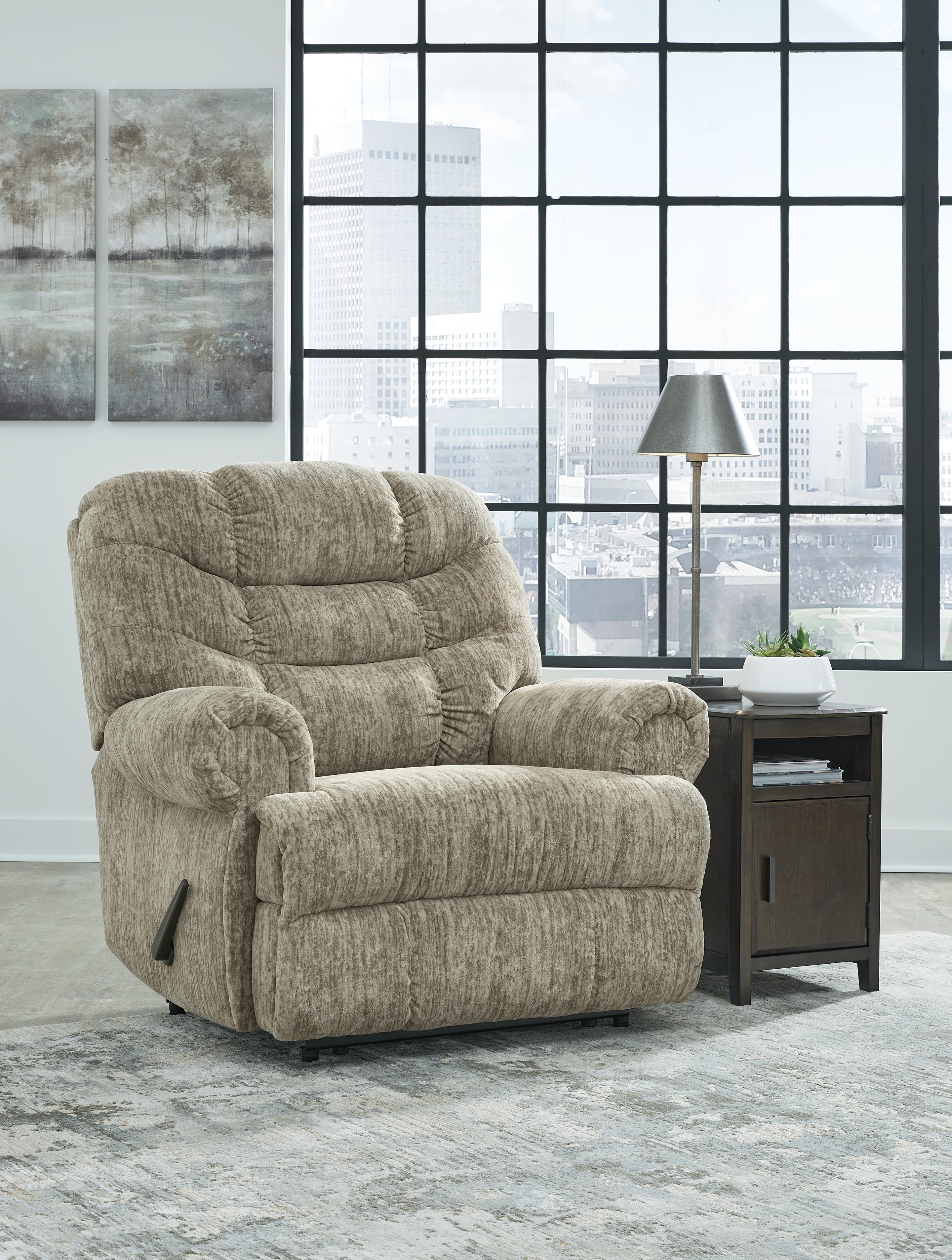 Luxury Living Gallery - Ashley Furniture - Movie Man Living Room - Zero Wall Recliner / Taupe - 6380329