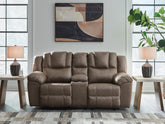 Luxury Living Gallery - Ashley Furniture - Lowilla Living Room - DBL Rec Loveseat w/Console - PC6450694