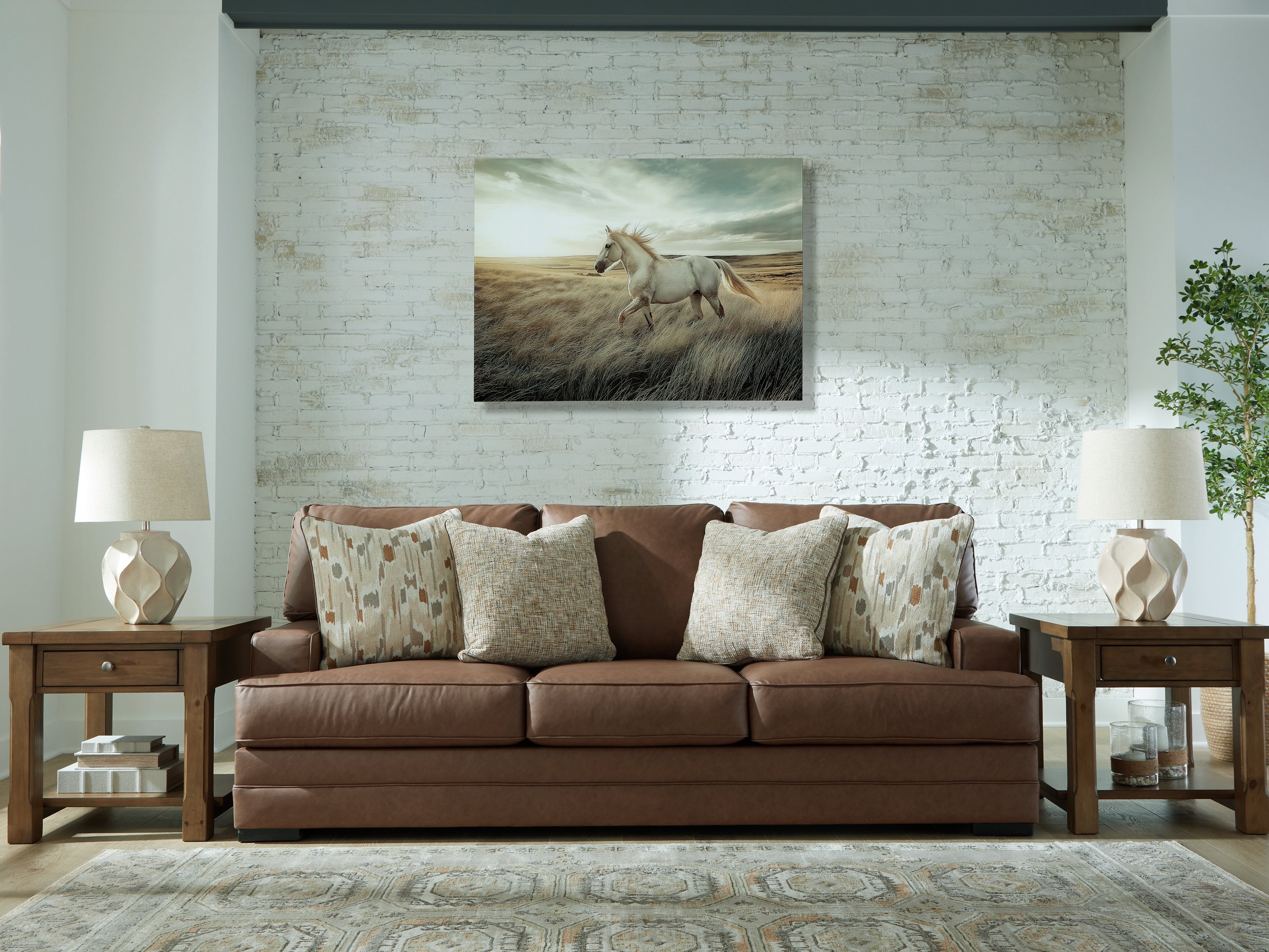 Luxury Living Gallery - Ashley Furniture - VillaCourt Living Room - Sofa / Caramel - 7490938