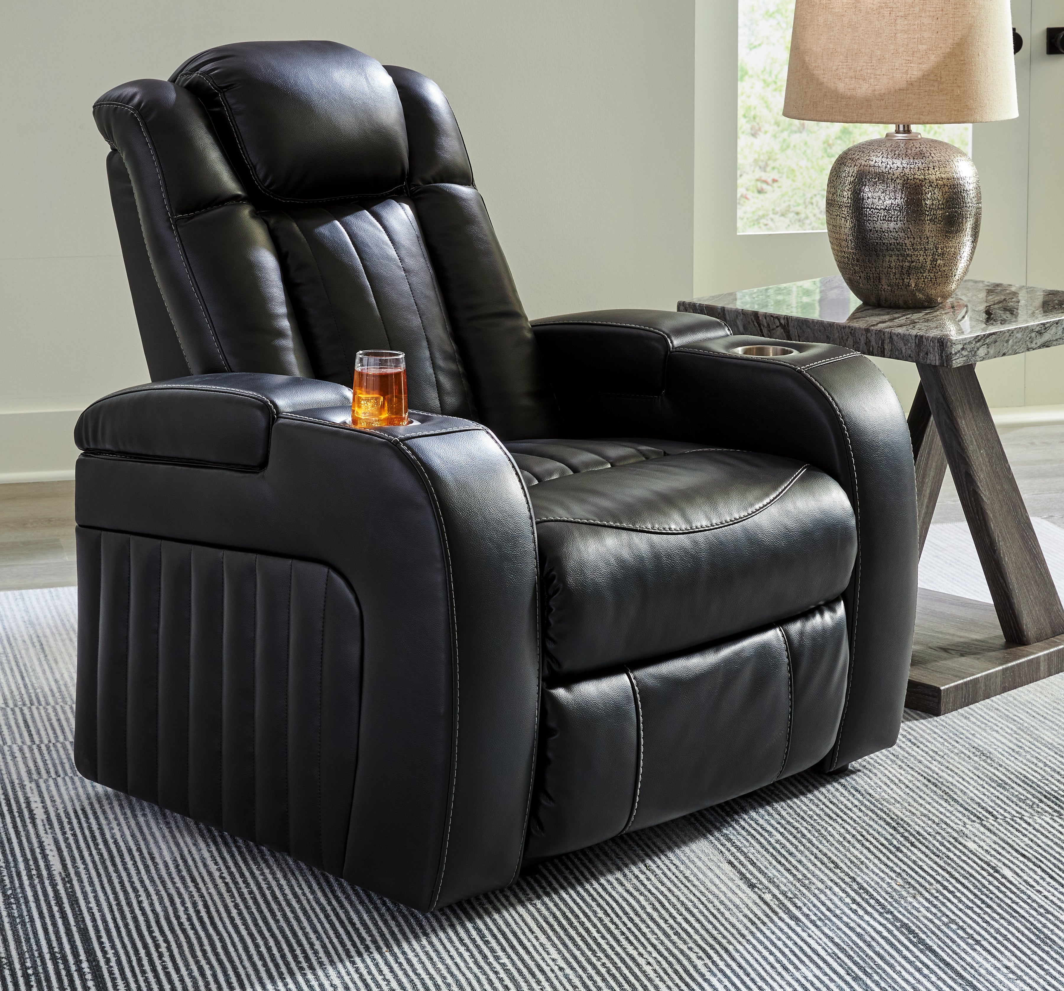 Luxury Living Gallery - Ashley Furniture - Caveman Den Living Room - PWR Recliner/ADJ Headrest / Midnight - 9070313