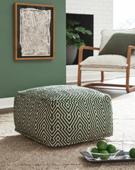 Luxury Living Gallery - Ashley Furniture - Abacy Pouf - Pouf / Green/Ivory - A1001053