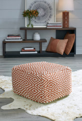 Luxury Living Gallery - Ashley Furniture - Brynnsen Pouf - Pouf / Rust/Ivory - A1001056