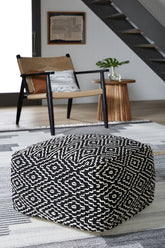 Luxury Living Gallery - Ashley Furniture - Jasett Pouf - Pouf / Black/Ivory - A1001058