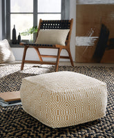 Luxury Living Gallery - Ashley Furniture - Adamont Pouf - Pouf / Tan/Ivory - A1001059
