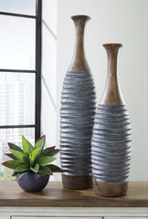 Luxury Living Gallery - Ashley Furniture - Blayze Vase - Vase Set (Set of 2) / Antique Gray/Brown - A2000388