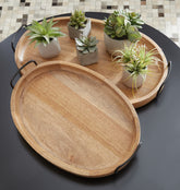 Luxury Living Gallery - Ashley Furniture - Jocelyne Tray (Set of 2) - Tray Set (Set of 2) / Brown/Black - A2000455