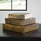 Luxury Living Gallery - Ashley Furniture - Keldy Box (Set of 3) - Box Set (3/CN) / Antique Brass Finish - A2000490