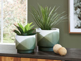 Luxury Living Gallery - Ashley Furniture - Ardenridge Planter (Set of 2) - Planter Set (Set of 2) / Green/White - A2000579