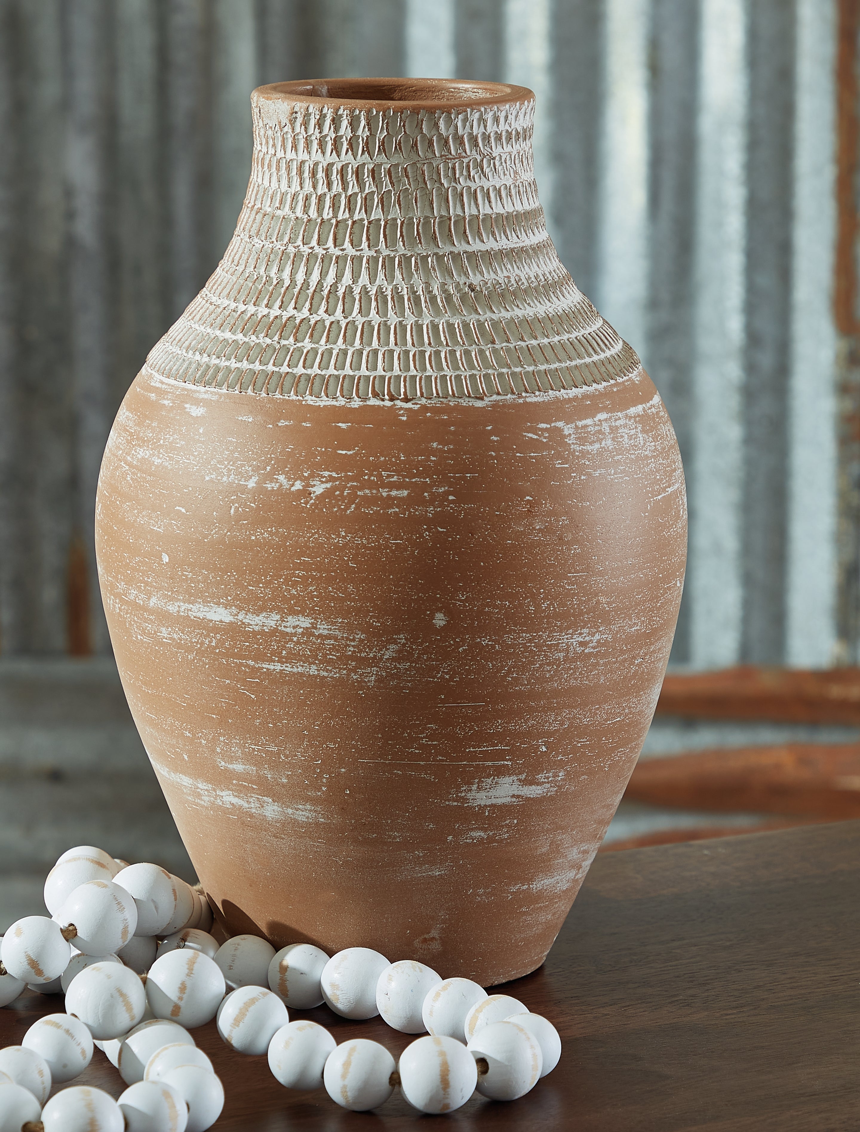 Luxury Living Gallery - Ashley Furniture - Reclove Vase - Vase / Distressed White - A2000642