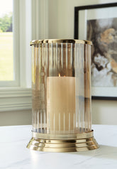 Luxury Living Gallery - Ashley Furniture - Aavinson Candle Holder - Candle Holder / Amber/Gold Finish - A2000687