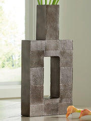 Luxury Living Gallery - Ashley Furniture - Wrengrove Vase - Vase / Antique Nickel Finish - A2000754