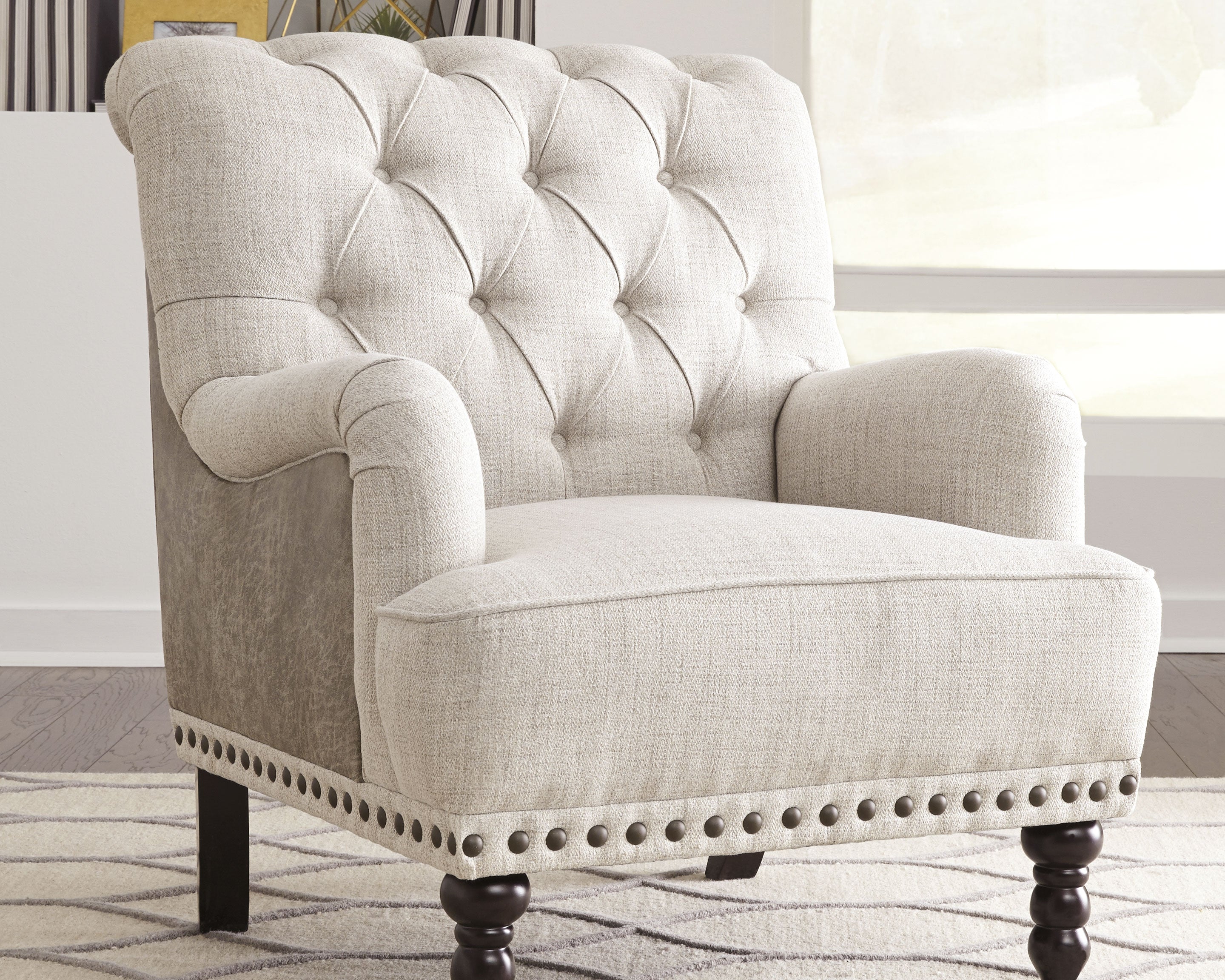 Luxury Living Gallery - Ashley Furniture - Tartonelle Accent Chair - Accent Chair / Ivory/Taupe - A3000053