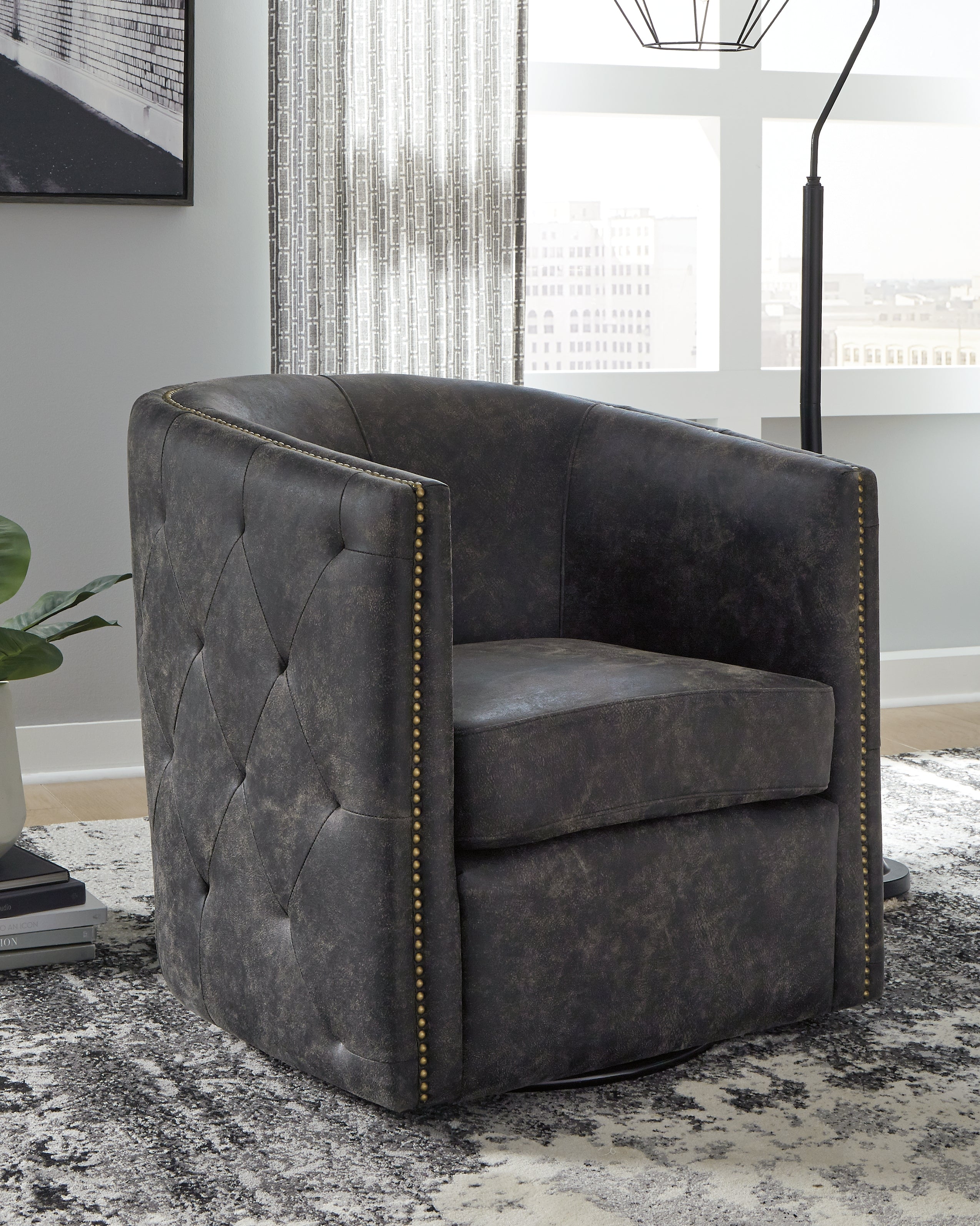 Luxury Living Gallery - Ashley Furniture - Brentlow Swivel Accent Chair - Swivel Accent Chair / Granite - A3000741
