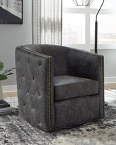 Luxury Living Gallery - Ashley Furniture - Brentlow Swivel Accent Chair - Swivel Accent Chair / Granite - A3000741