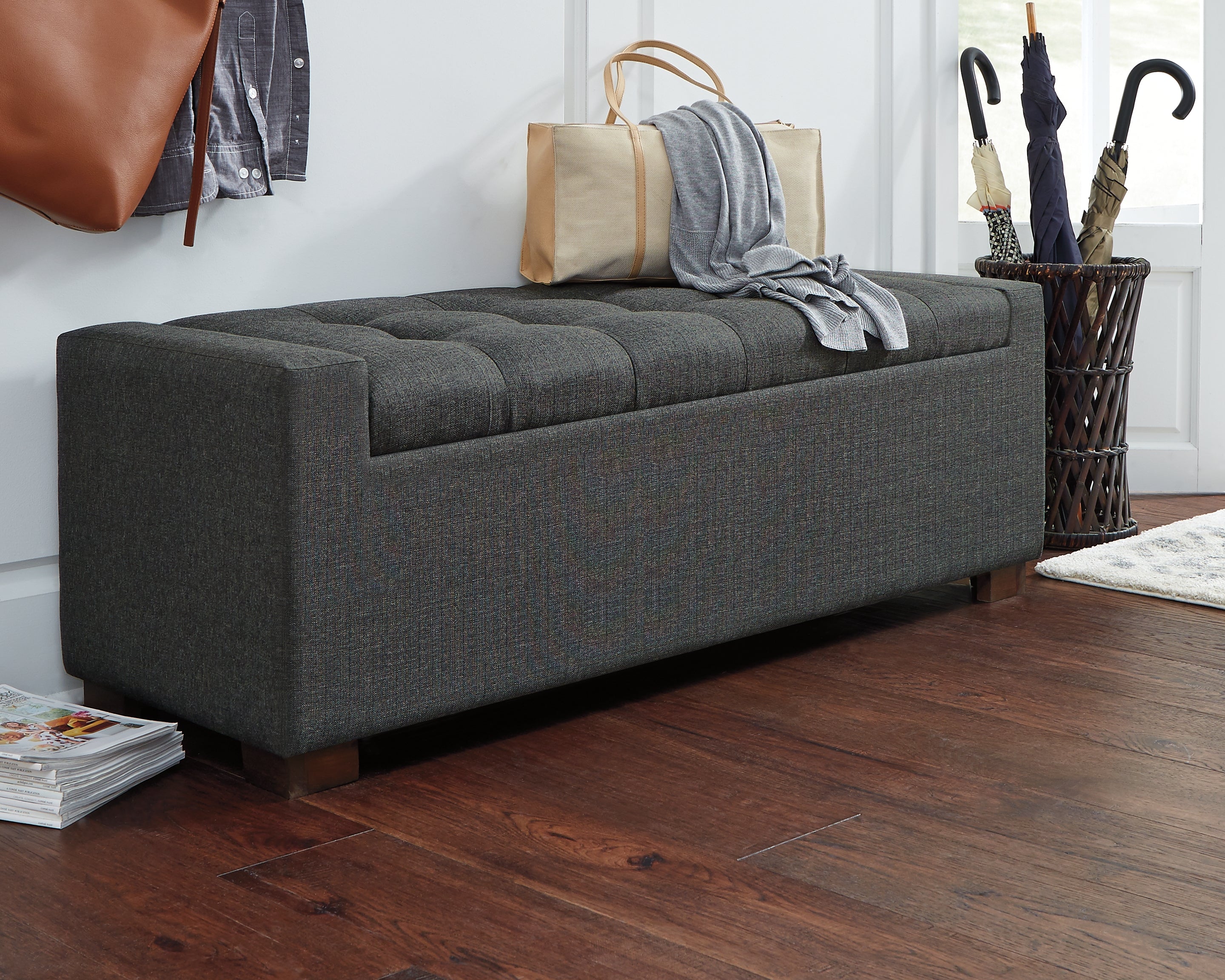 Luxury Living Gallery - Ashley Furniture - Cortwell Storage Bench - Storage Bench / Gray / 54"W x 18"D x 18"H - A3000224