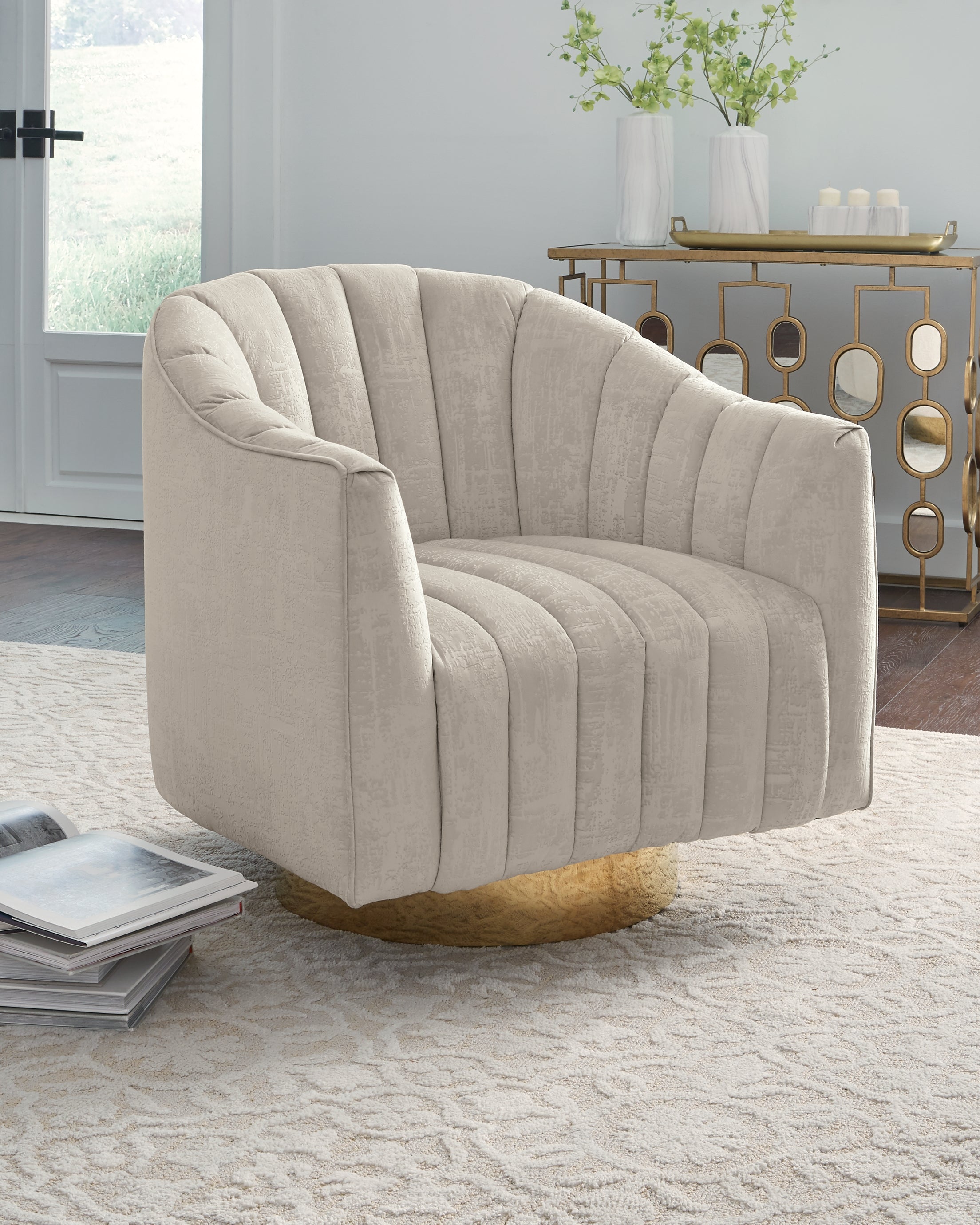 Luxury Living Gallery - Ashley Furniture - Penzlin Accent Chair - Swivel Accent Chair / Pearl - A3000241