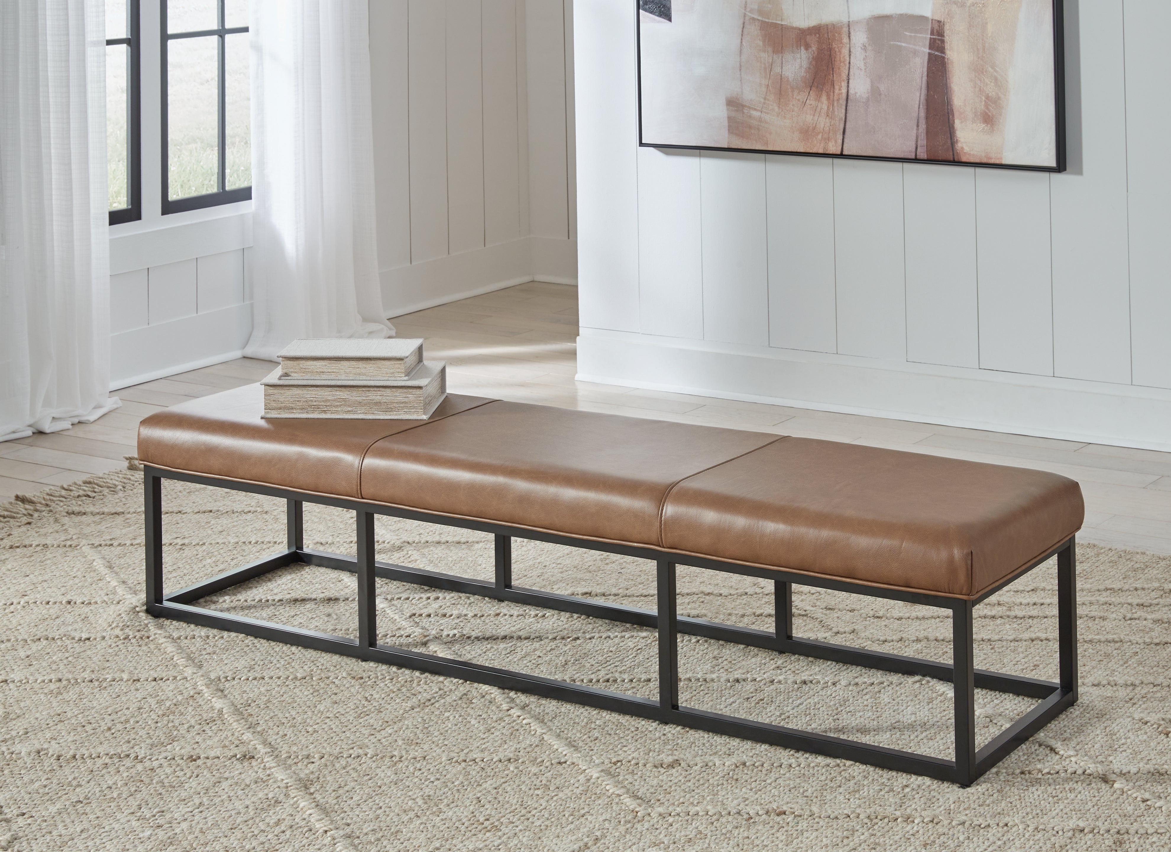 Luxury Living Gallery - Ashley Furniture - Joston Accent Bench - Accent Bench / Caramel / 71"W x 19"D x 16"H - A3000693