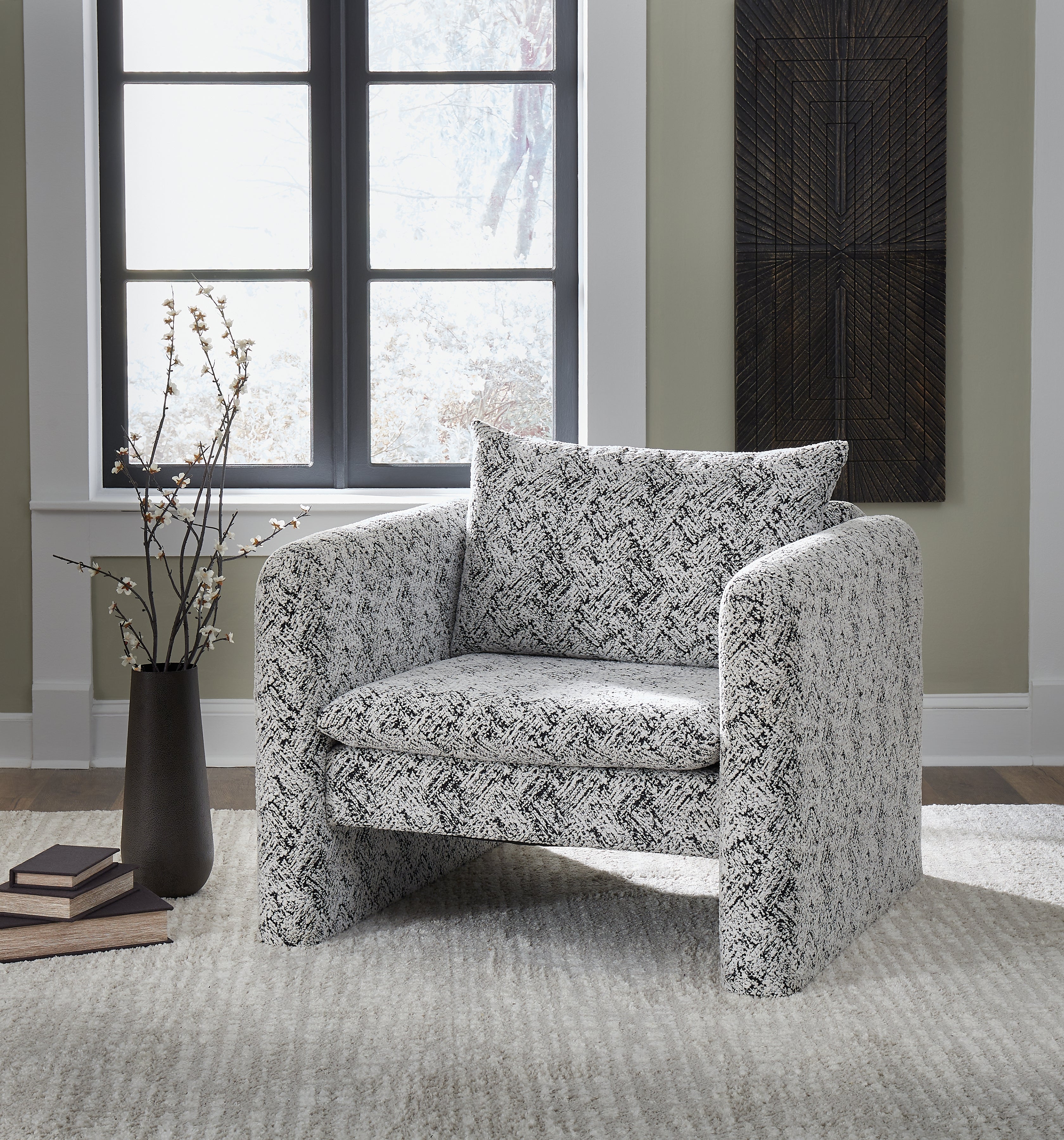 Luxury Living Gallery - Ashley Furniture - Kenbell Accent Chair - Accent Chair / Black/White - A3000705