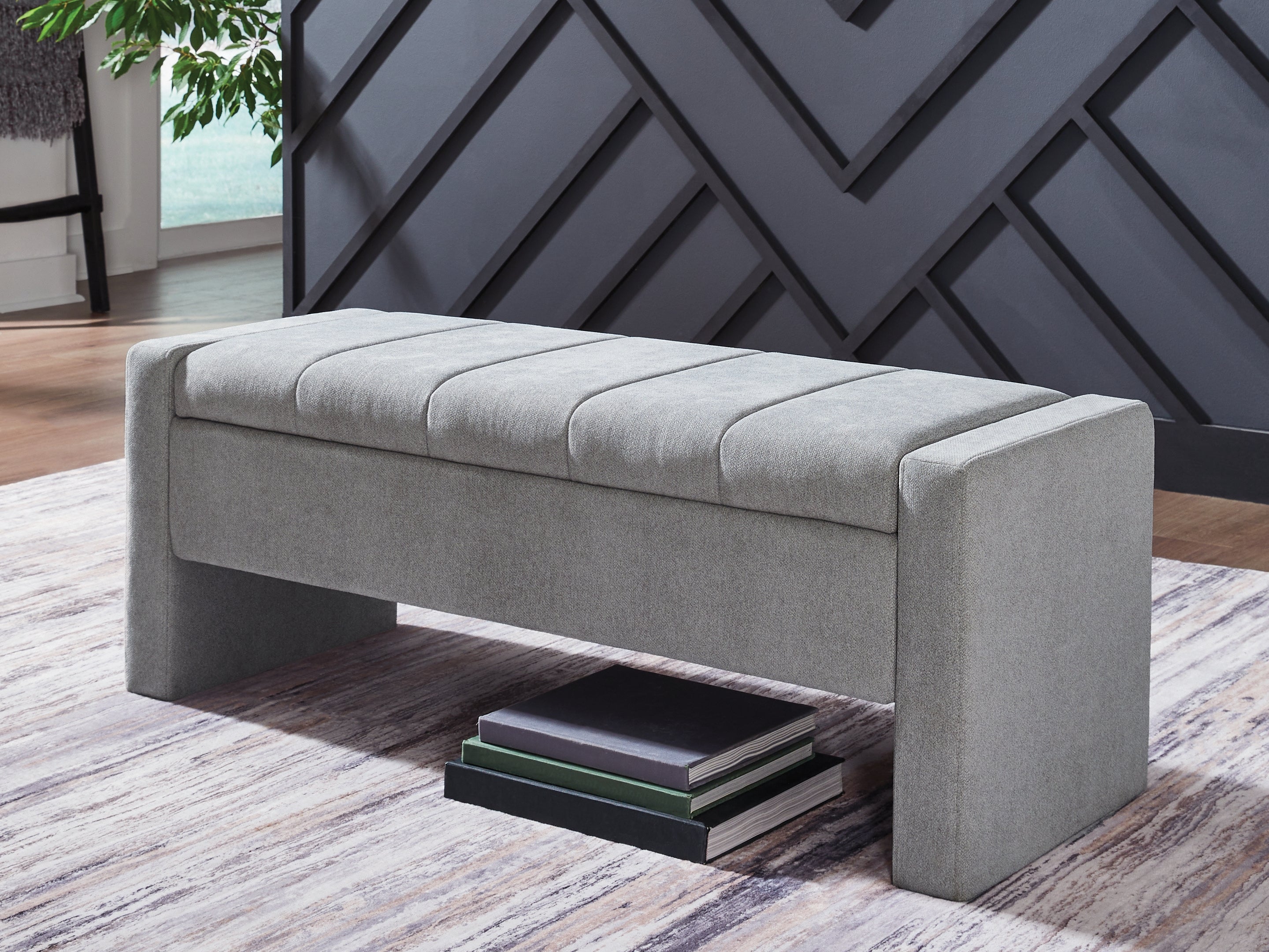 Luxury Living Gallery - Ashley Furniture - Akselman Storage Bench - Storage Bench / Gray / 50"W x 19"D x 19"H - A3000744