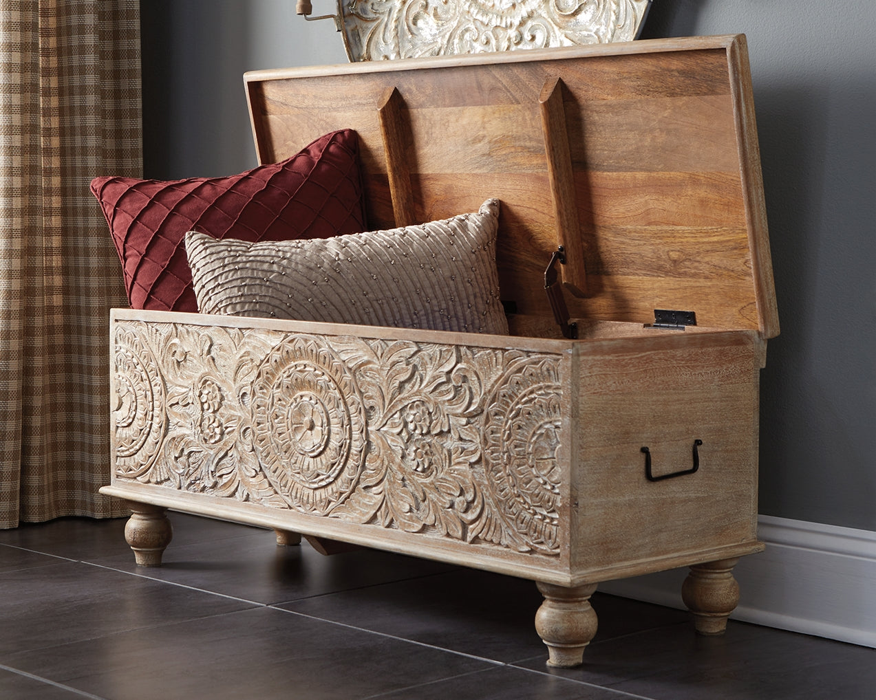 Luxury Living Gallery - Ashley Furniture - Fossil Ridge Storage Bench - Storage Bench / Beige / 44"W x 17"D x 17"H - A4000039