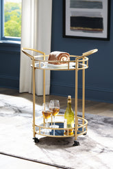 Luxury Living Gallery - Ashley Furniture - Wynora Bar Cart - Bar Cart / Gold - A4000099