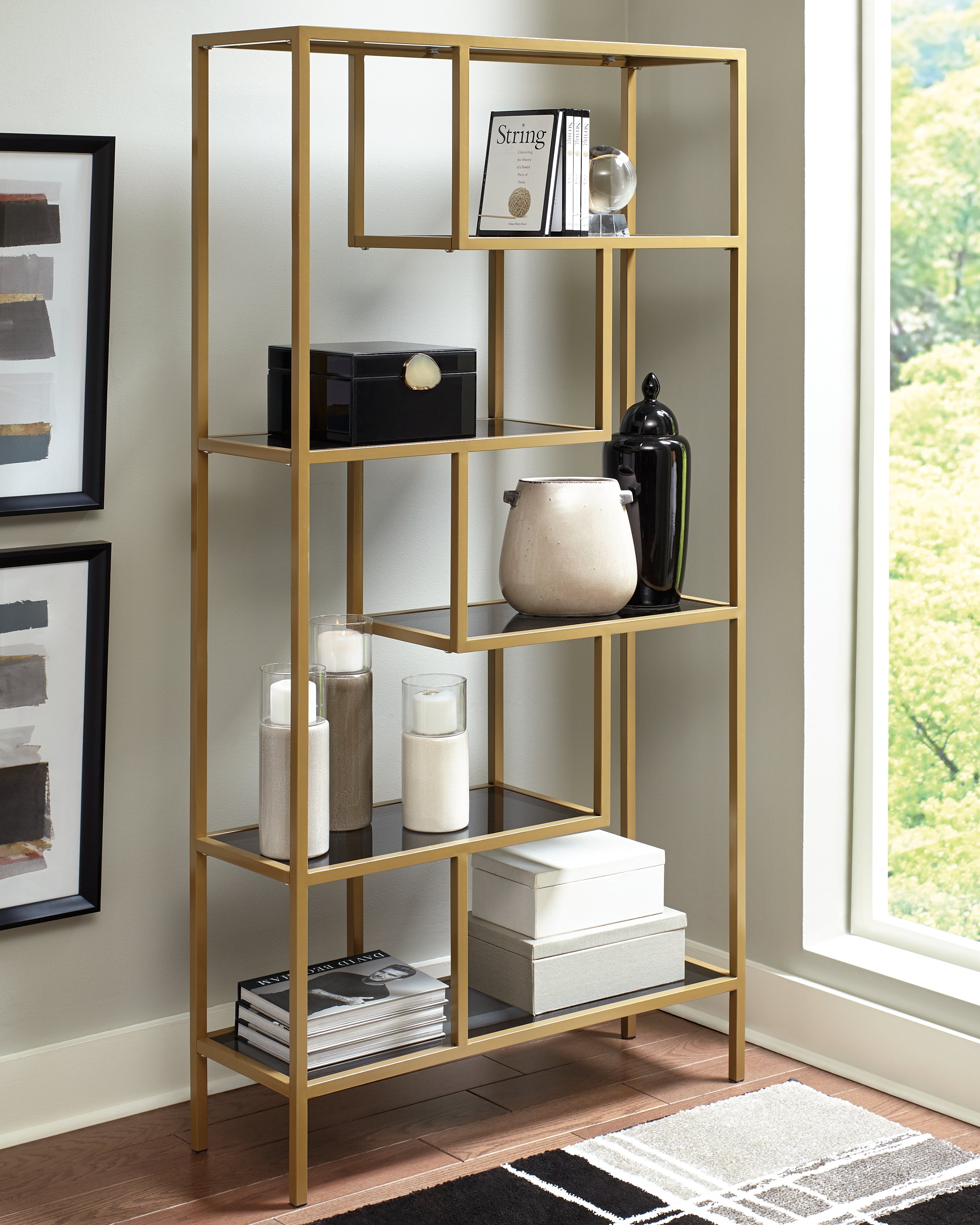 Luxury Living Gallery - Ashley Furniture - Frankwell Bookcase - Bookcase / Gold Finish - A4000286