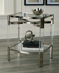 Luxury Living Gallery - Ashley Furniture - Chaseton Accent Table - Accent Table / Clear/Silver Finish - A4000334