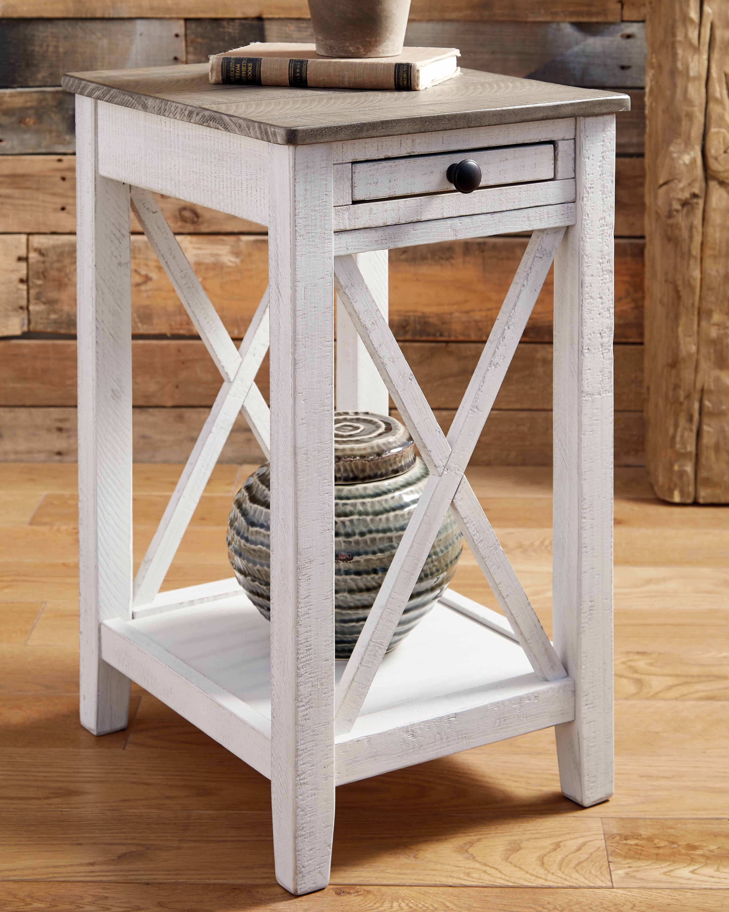 Luxury Living Gallery - Ashley Furniture - Adalane Accent Table - Accent Table / White/Gray - A4000374