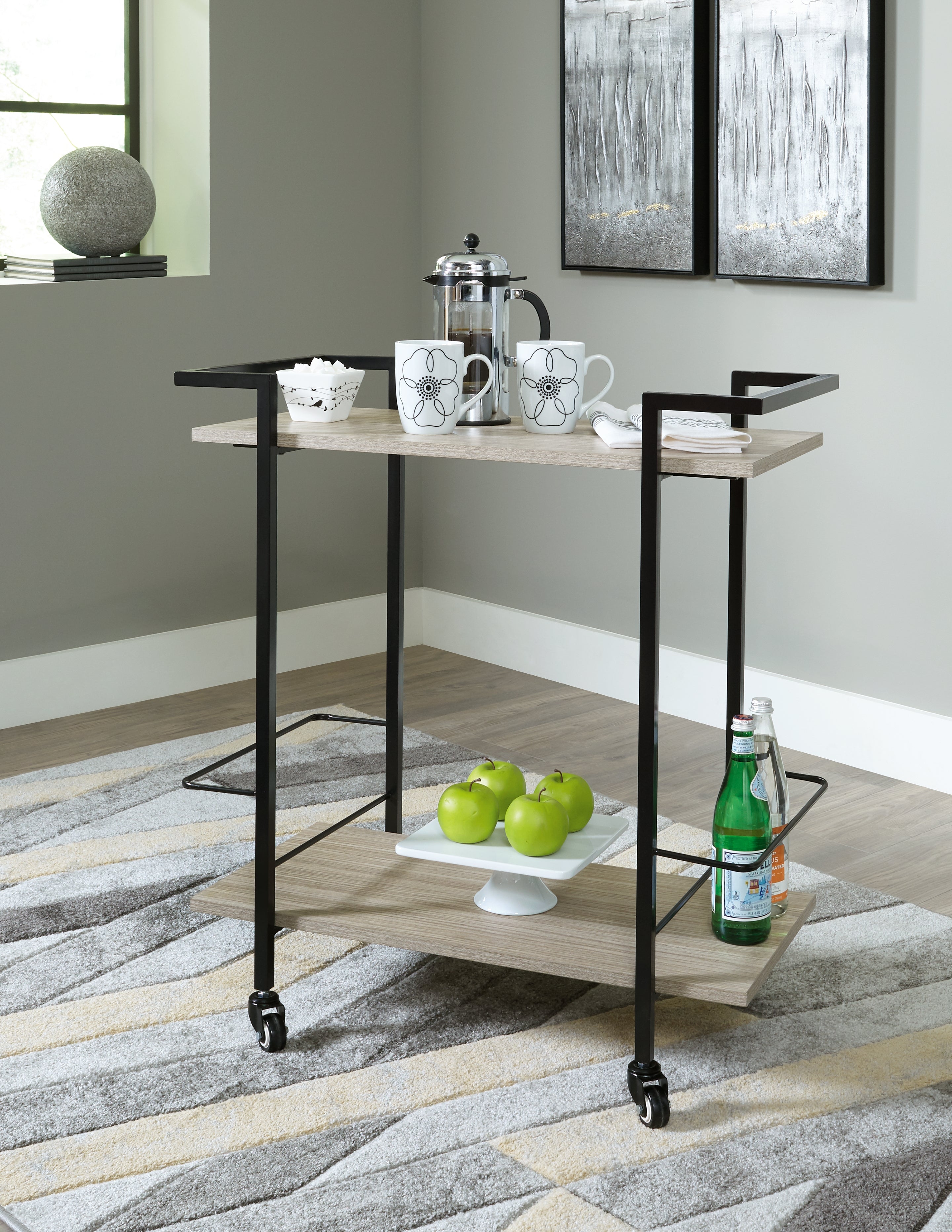 Luxury Living Gallery - Ashley Furniture - Waylowe Bar Cart - Bar Cart / Brown/Black - A4000389