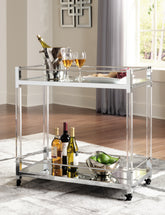 Luxury Living Gallery - Ashley Furniture - Chaseton Bar Cart - Bar Cart / Clear/Silver Finish - A4000501