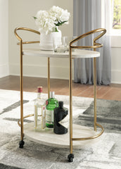 Luxury Living Gallery - Ashley Furniture - Tarica Bar Cart - Bar Cart / Cream/Gold Finish - A4000502
