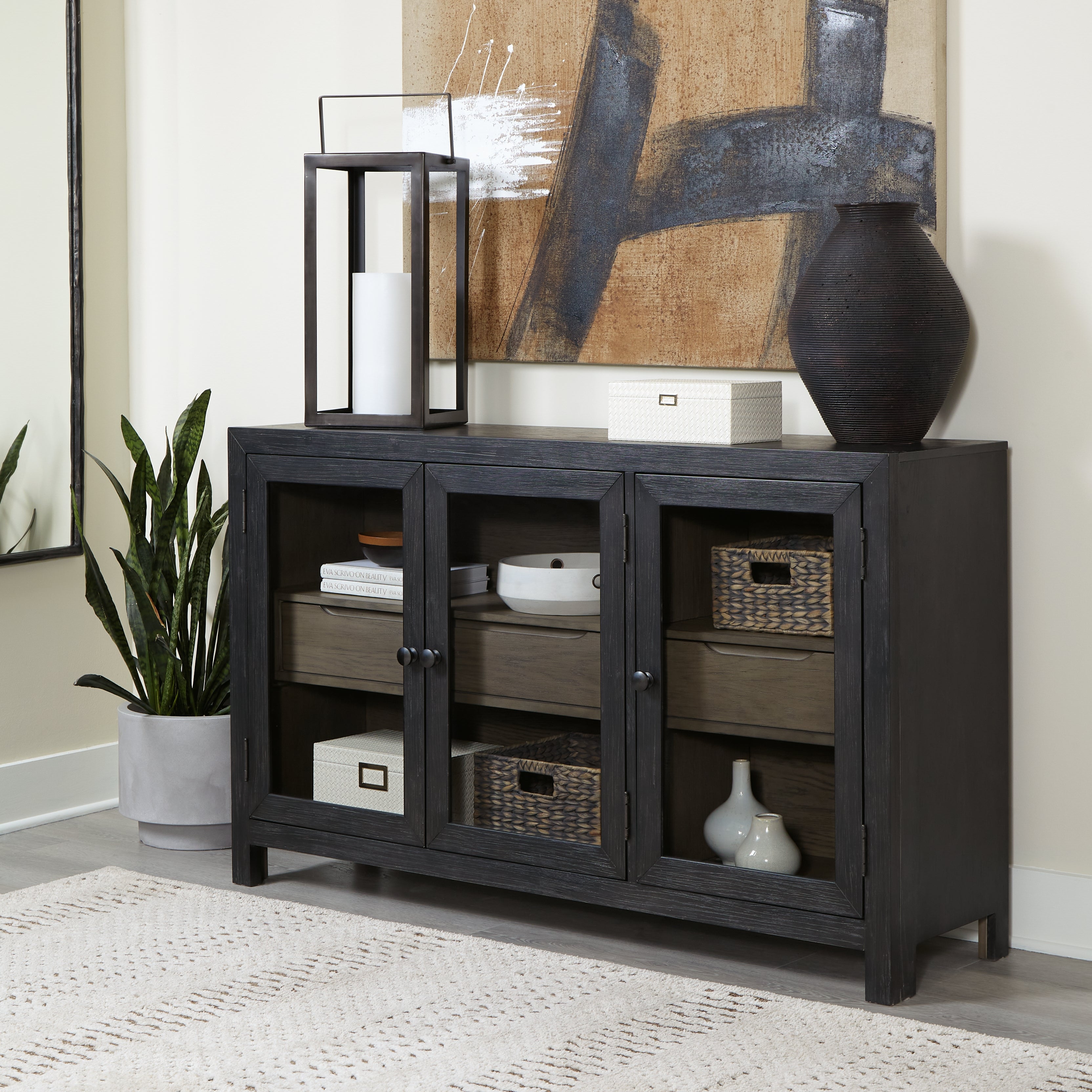Luxury Living Gallery - Ashley Furniture - Lenston Accent Cabinet - Accent Cabinet / Black/Gray - A4000508