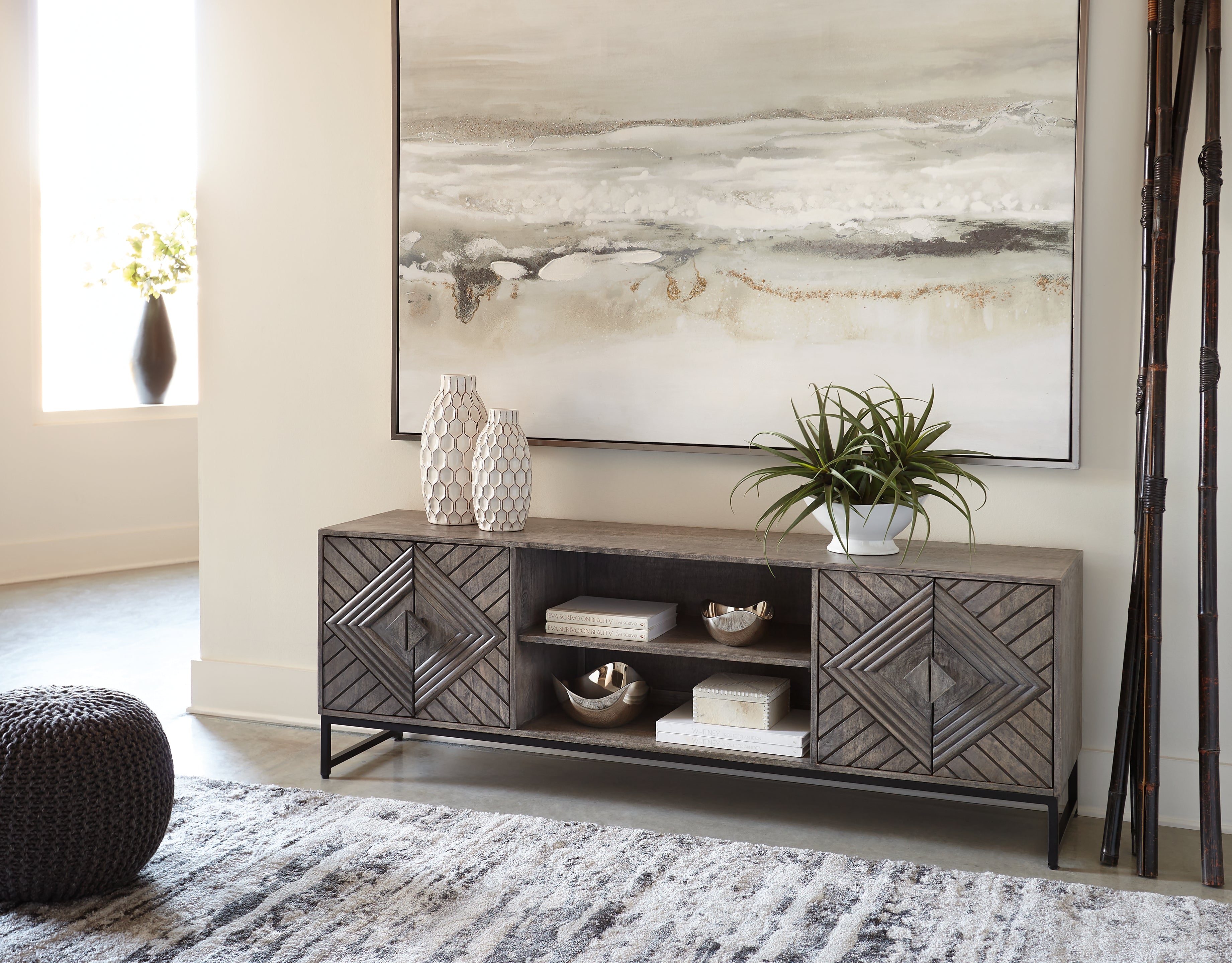 Luxury Living Gallery - Ashley Furniture - Treybrook Accent Cabinet - Accent Cabinet / Distressed Gray - A4000512